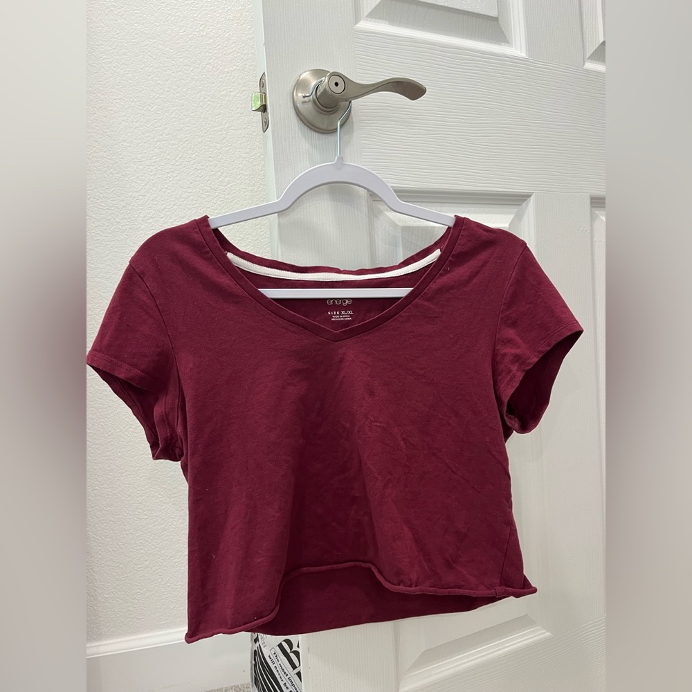 Burgundy, V-neck